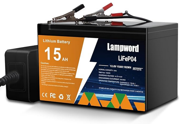 LiFePO4 battery, 15AH, with charger