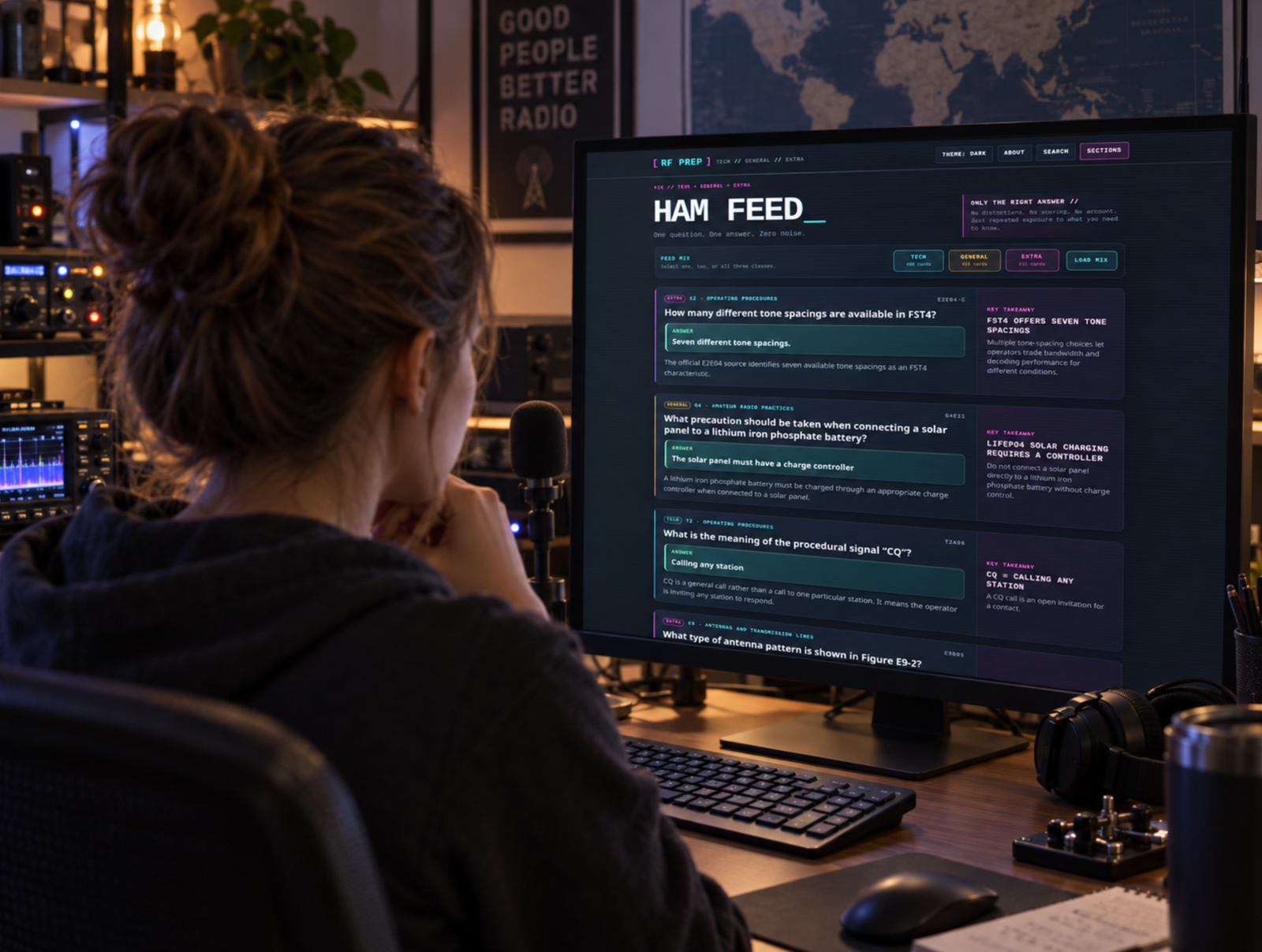 Person at computer looking at rfprep.com website.