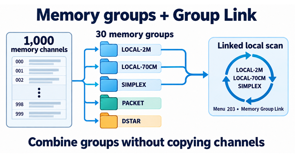 Graphic showing how memory groups can be combined into a scan group.